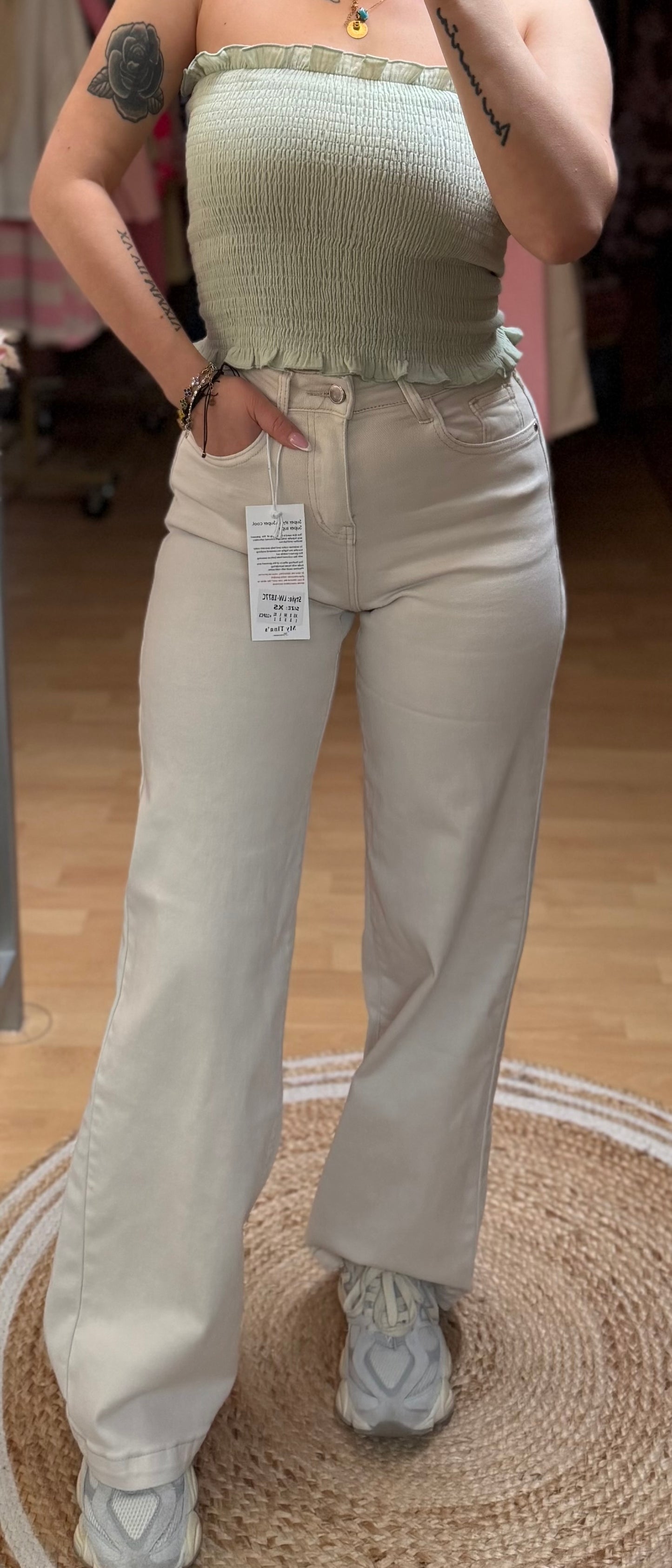 Wideleg Jeans beige