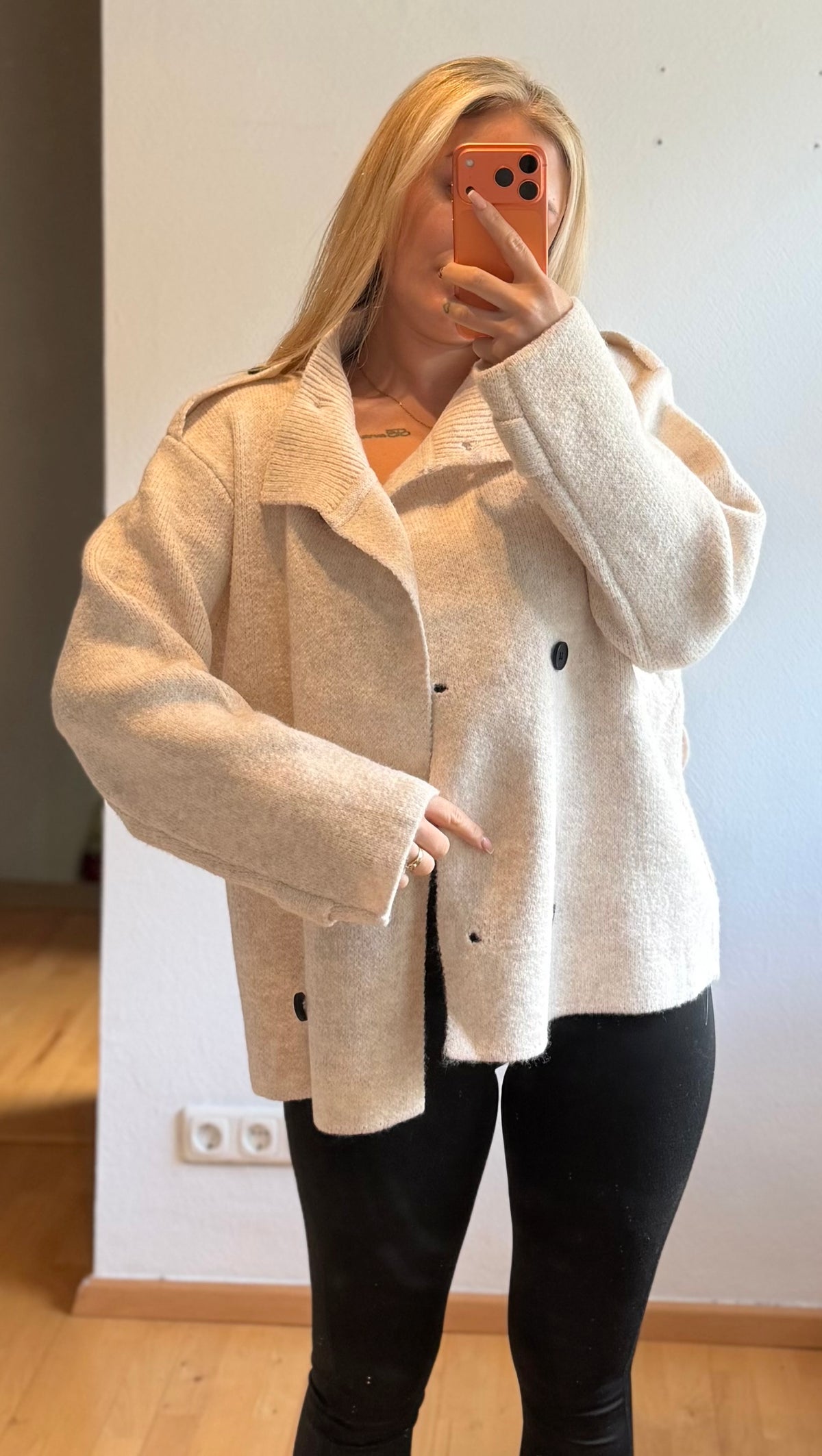 Strick Trenchcoat Creme