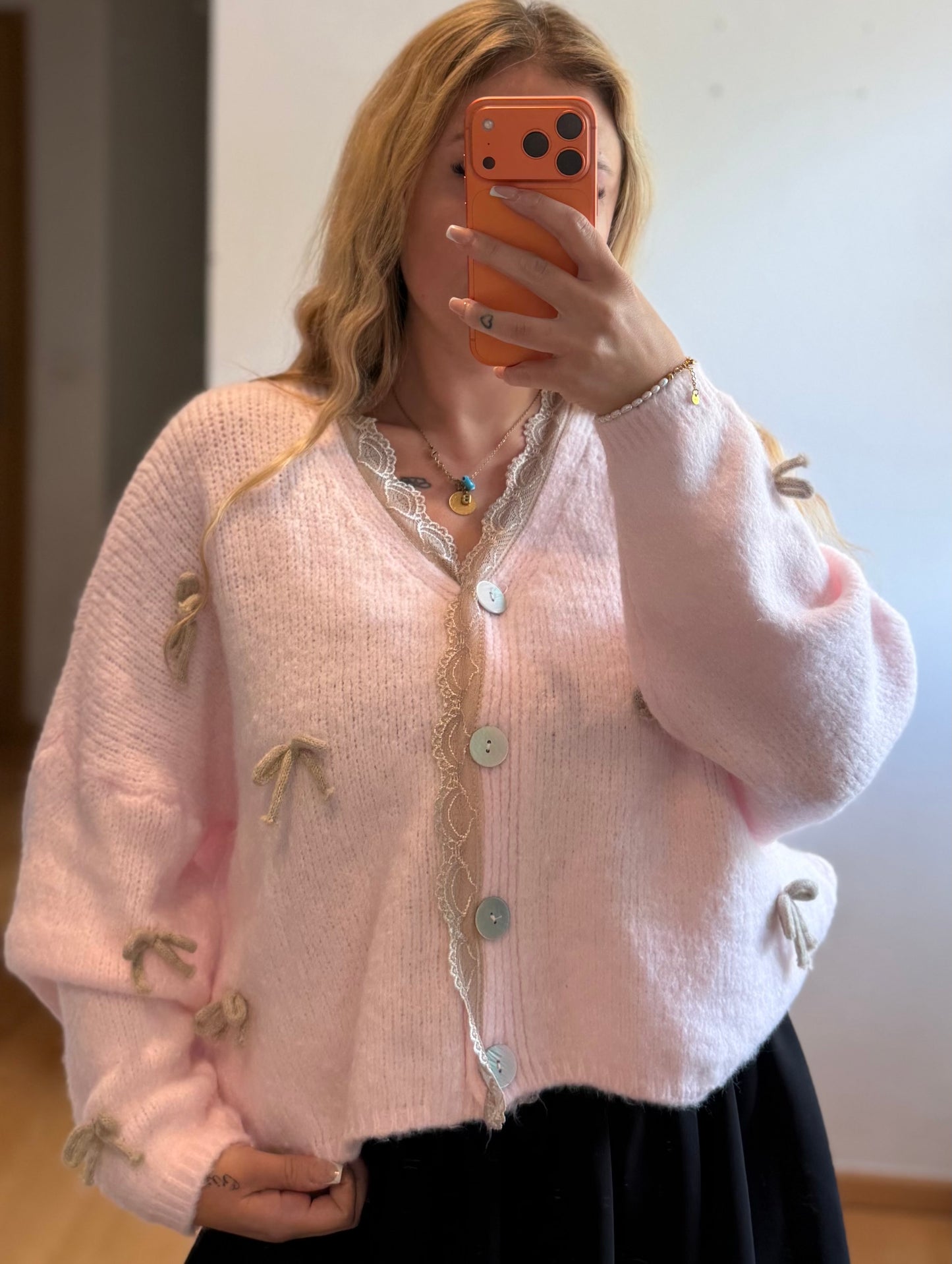 Cardigan Schleifi rosa