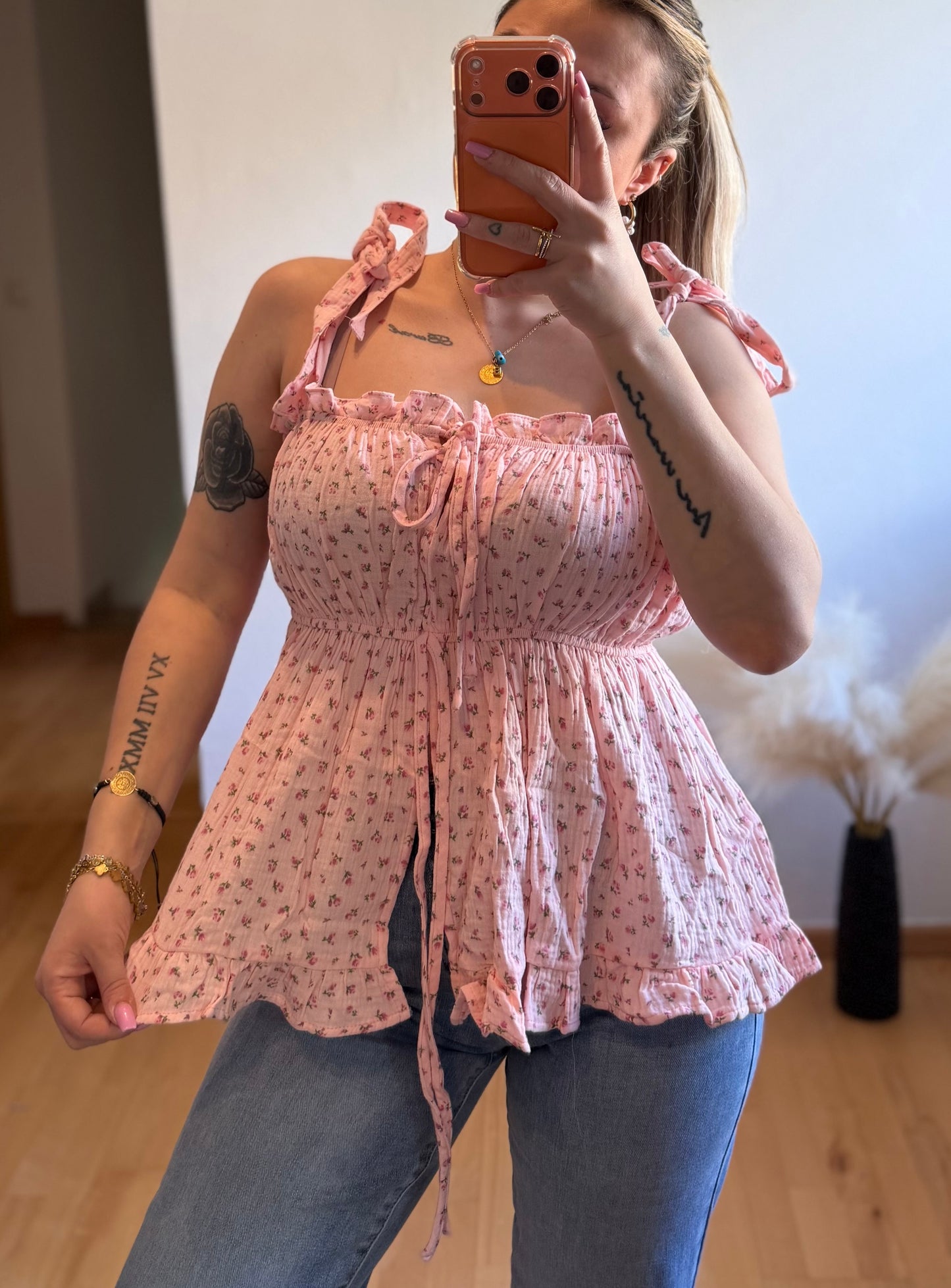 Musselin Blümchen Rosa