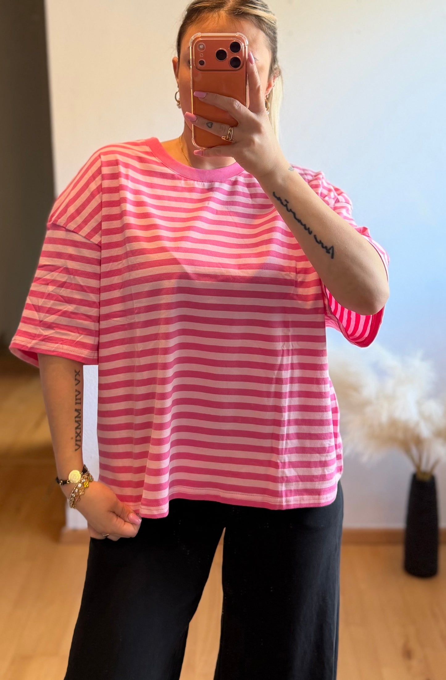 T-Shirt Streifi Rosa/Pink