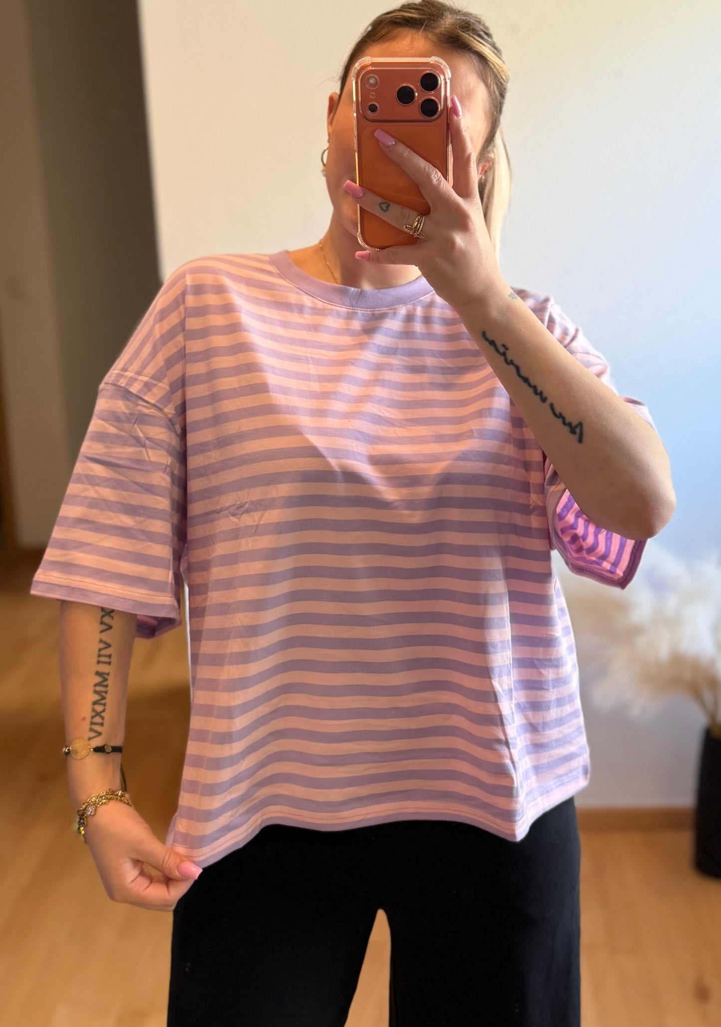Tshirt Streifi Flieder/Rosa