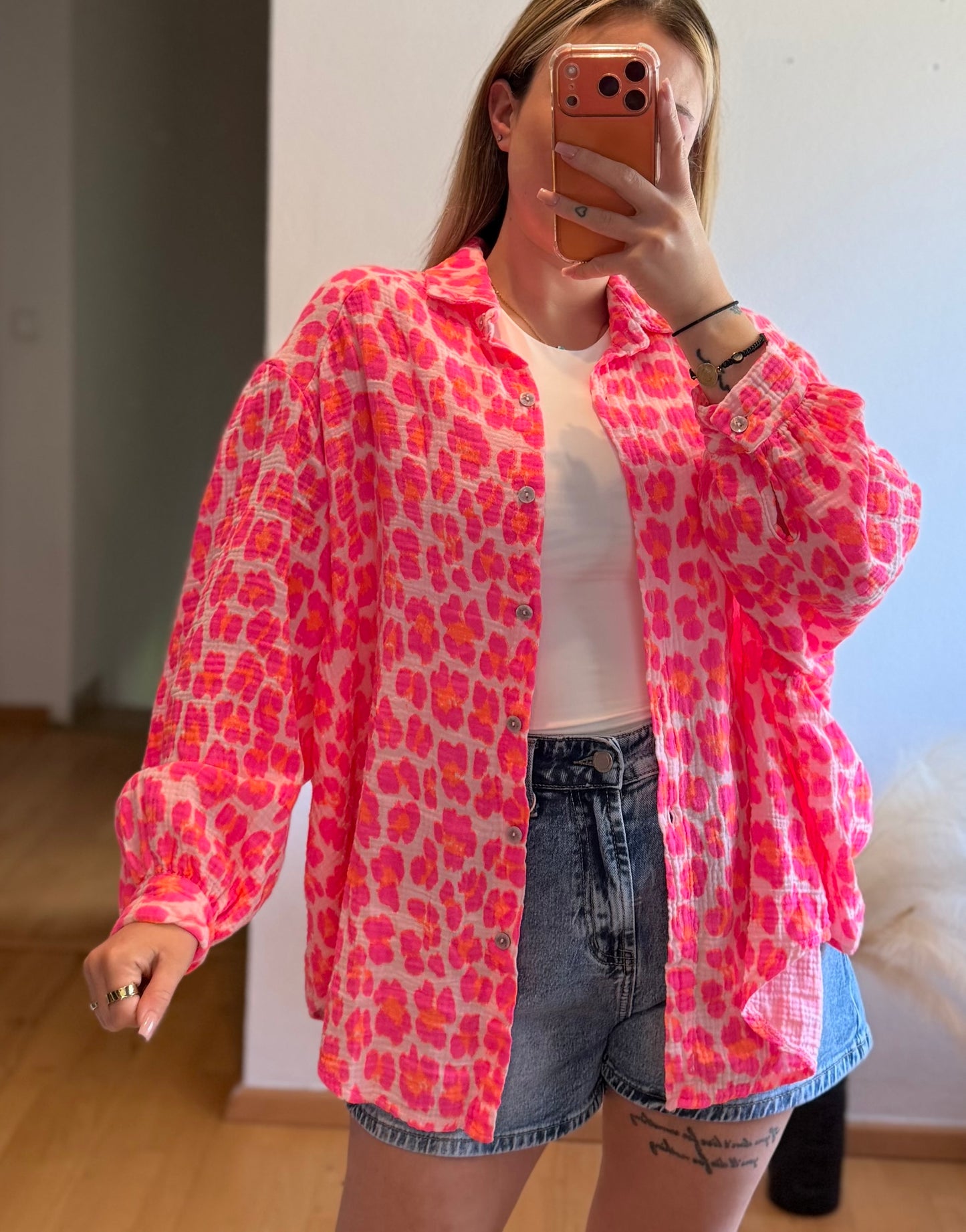 Musselin Hemd Leo Pink