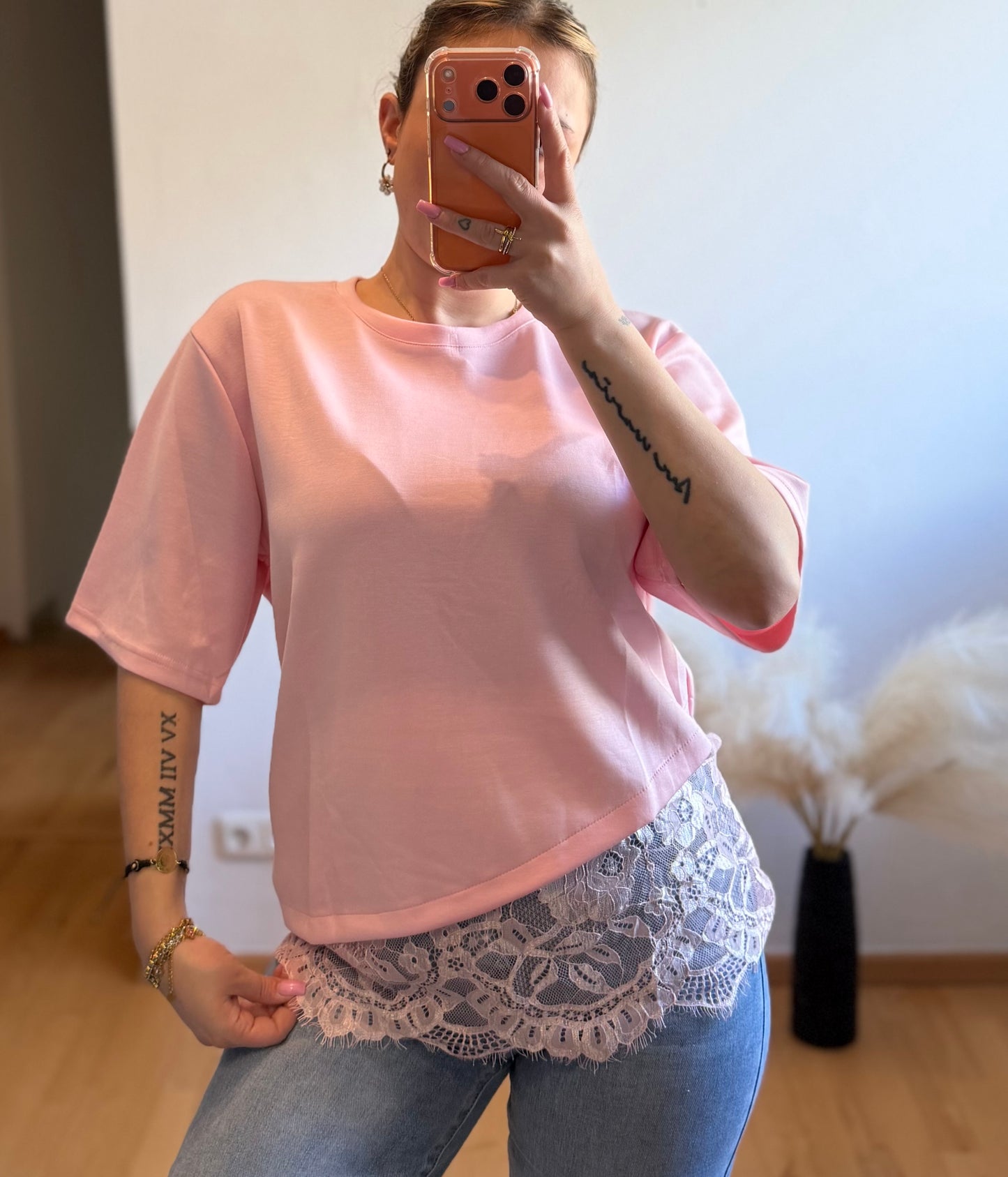Spitzen Tshirt Rosa