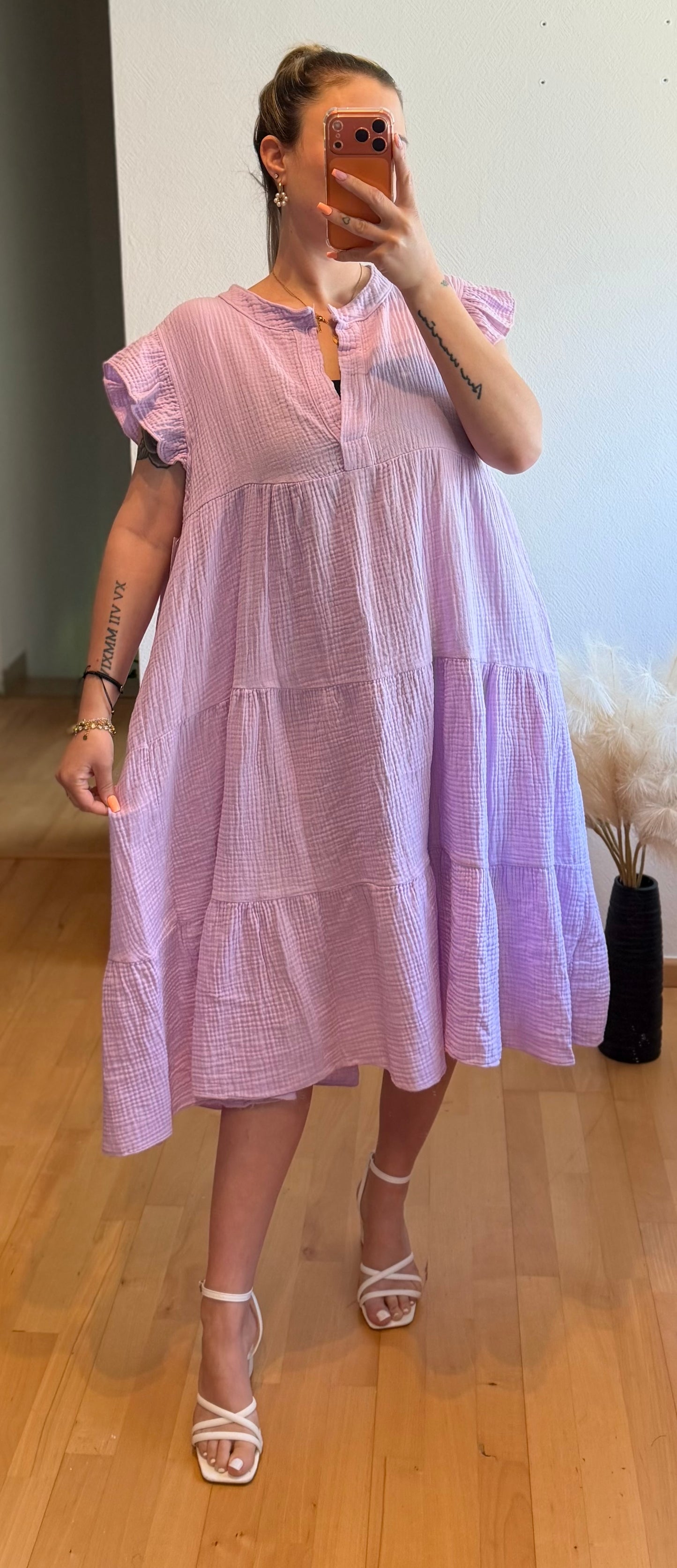 Musselin Kleid Flieder