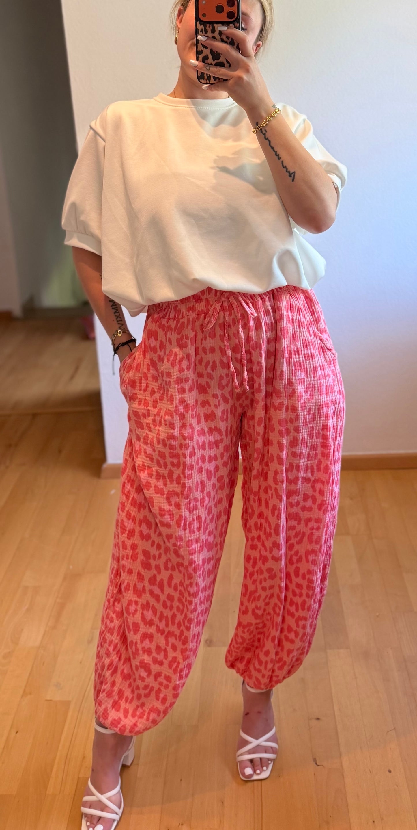 Leo Musselin Hose Coral/Rosa