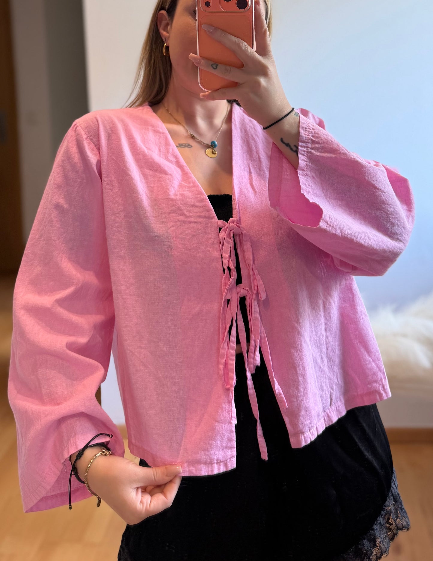 Leinen Blüschen rosa