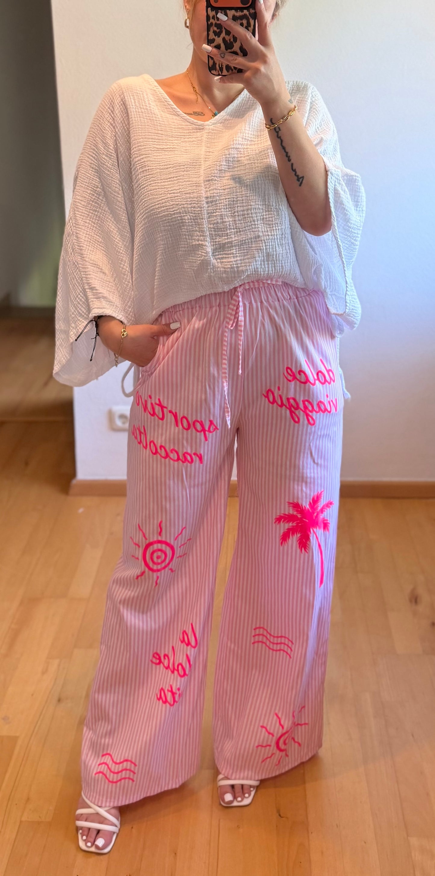 Summer Hose Rosa/Weiß