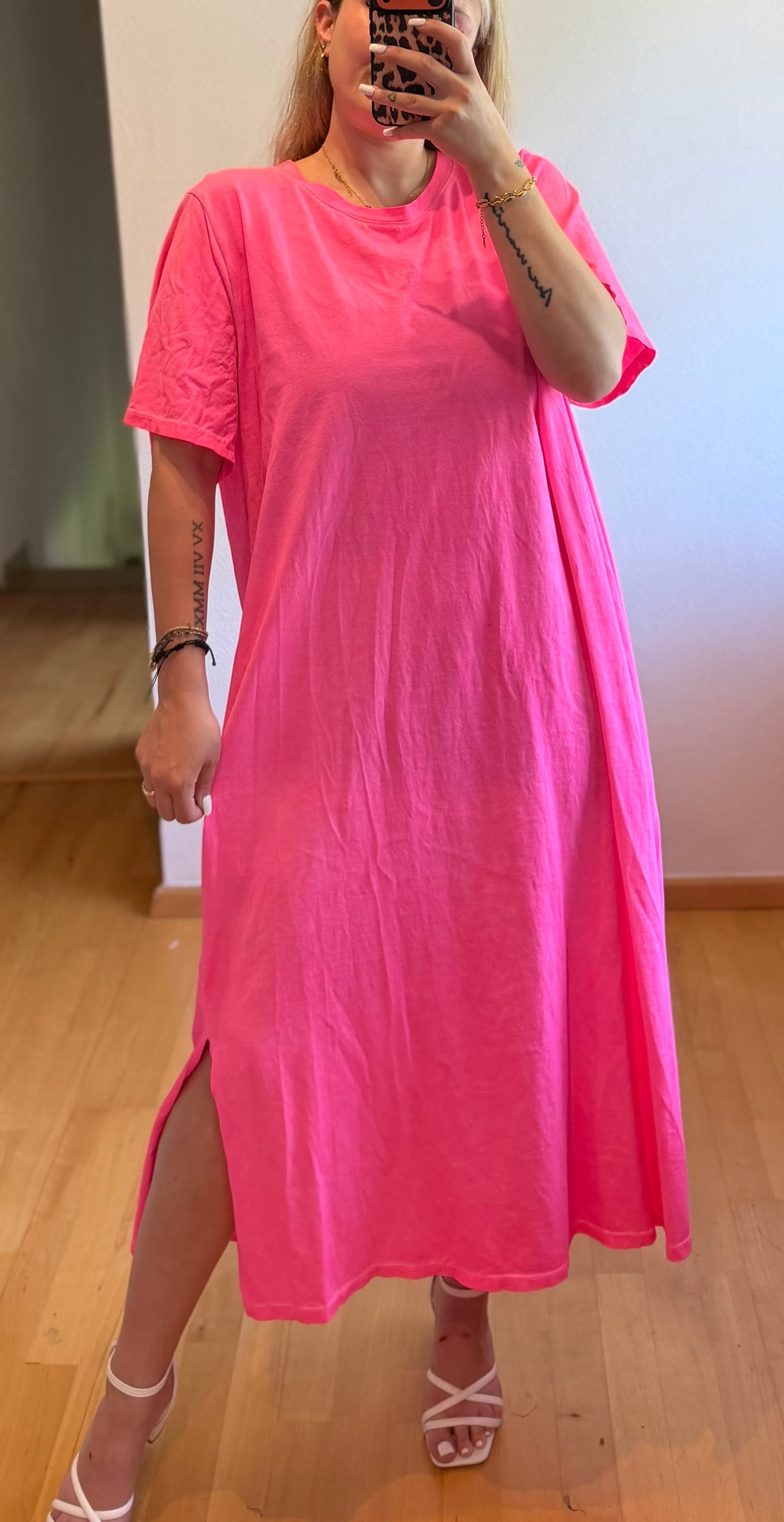 Kleid Neon Pink Baumwolle