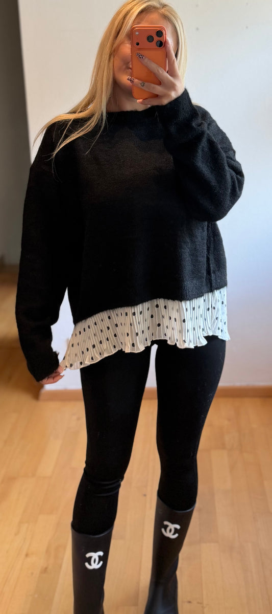 Pully mit Pünktchen Bluse Black