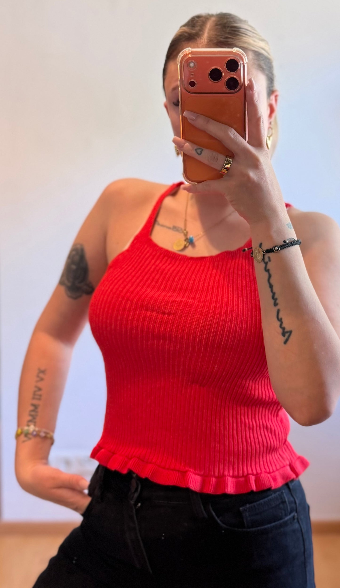 Rüschen Rot Meliert