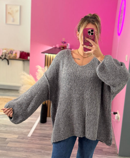 Oversize Kuschel-Pullover Grey