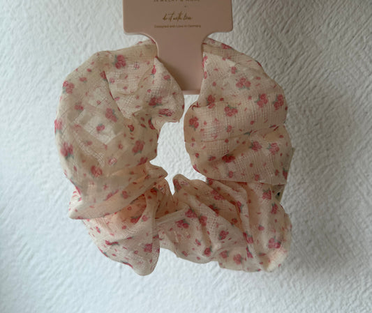 Scrunchie rosa Blumen