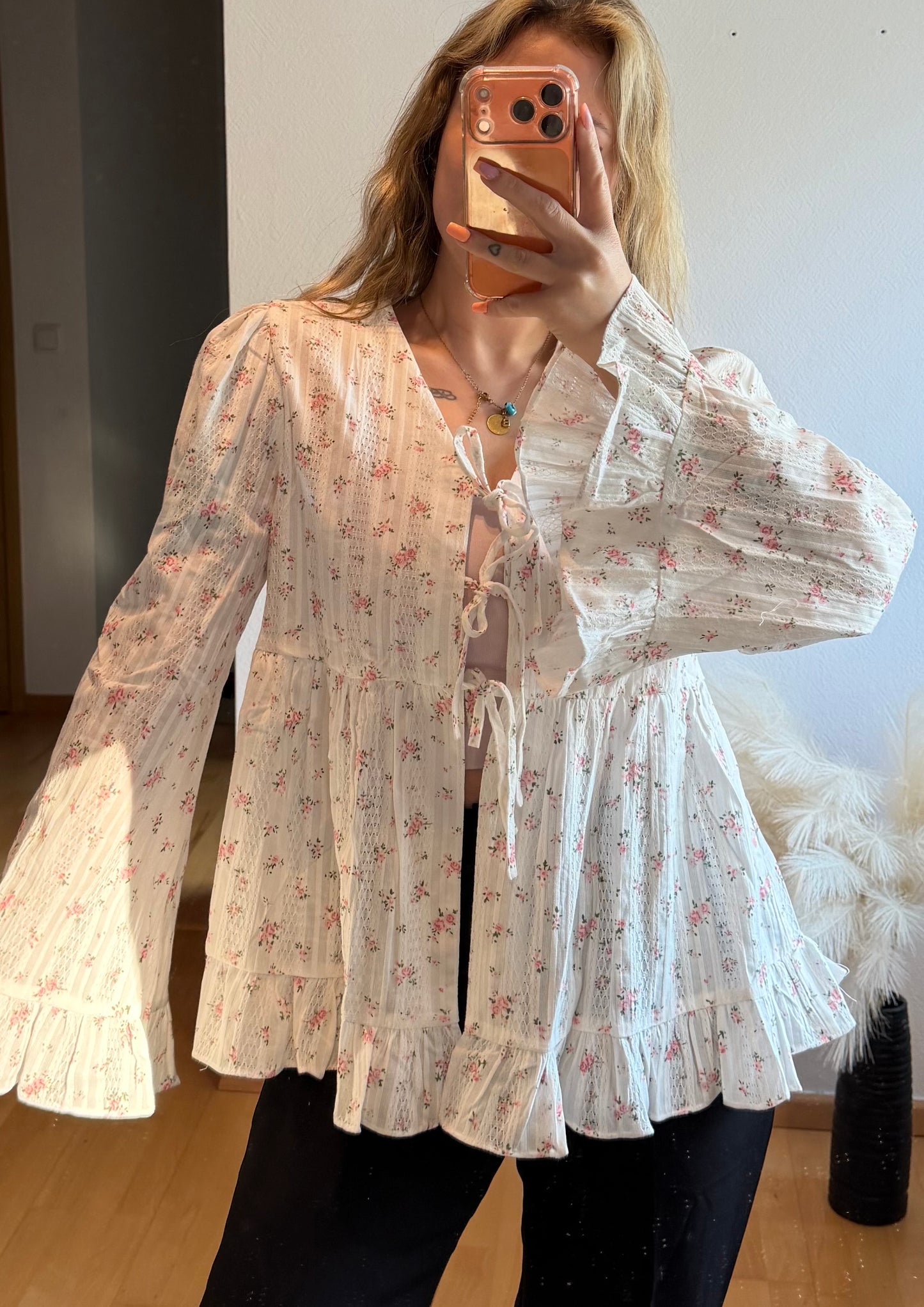 Bluse Blümchen weiß - Baumwolle