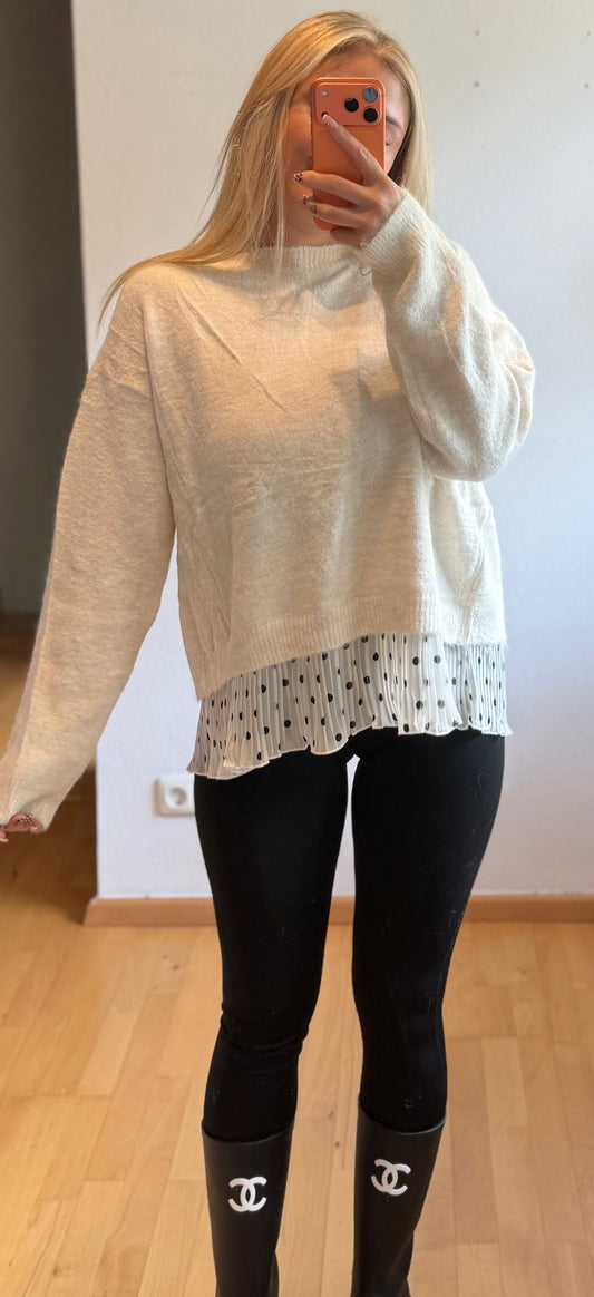 Pully mit Pünktchen Bluse - Creme