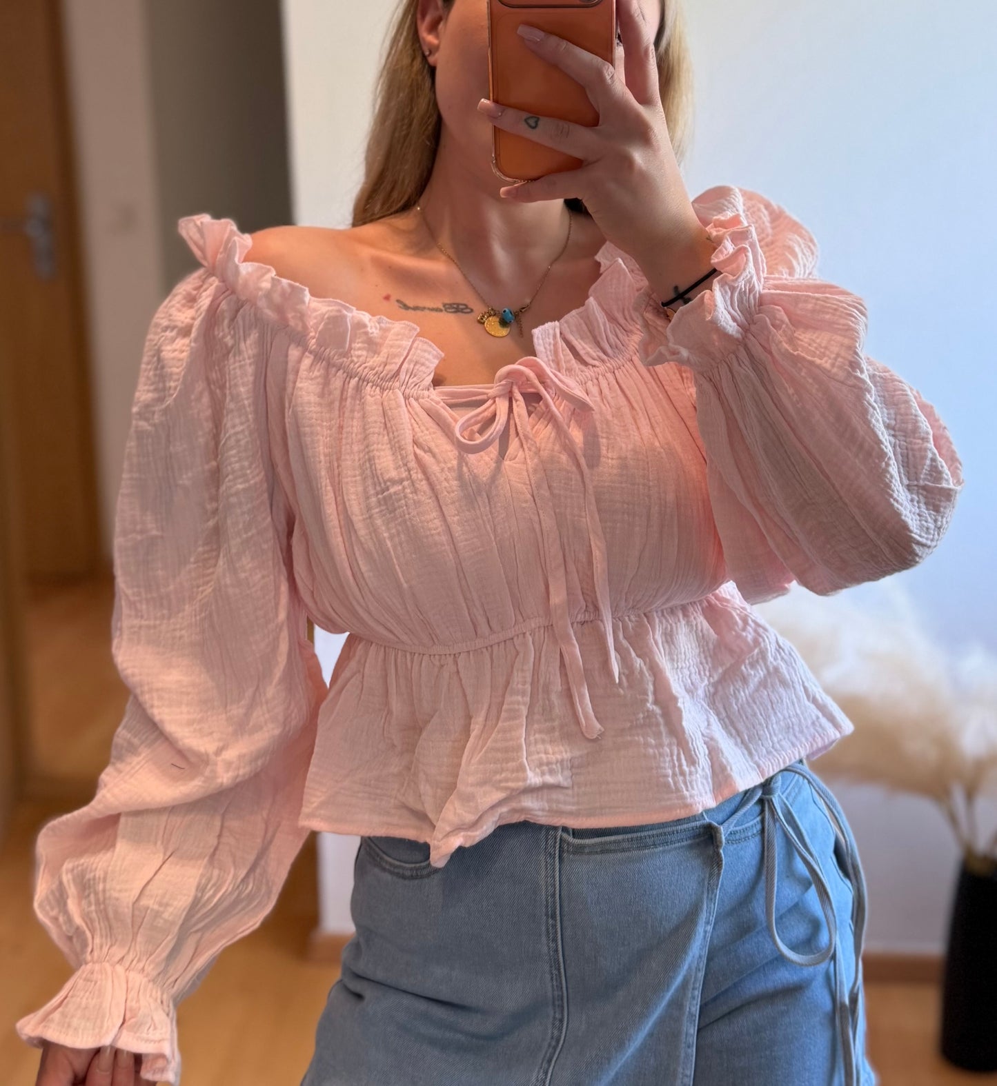 Musselin Bluse Rosa