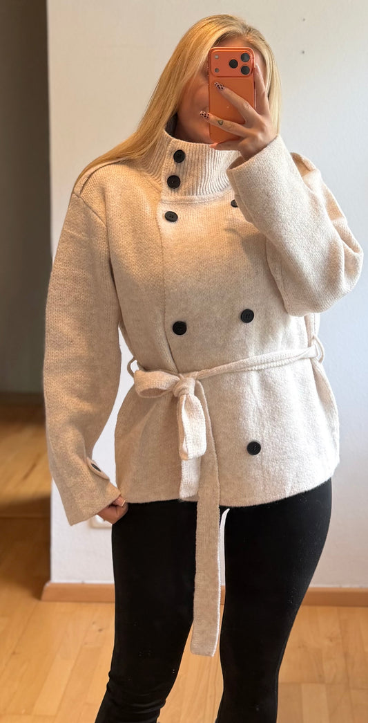 Strick Trenchcoat Creme