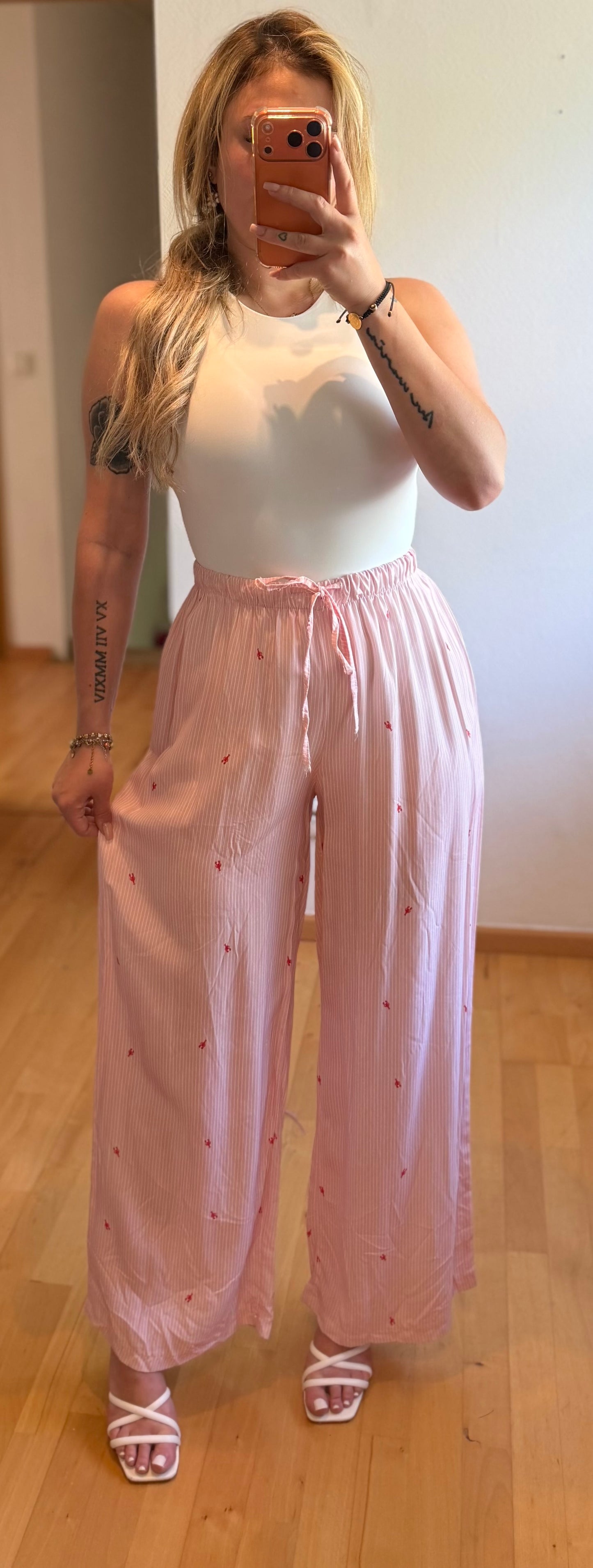 Hummer Hose Rosa/Weiss rot