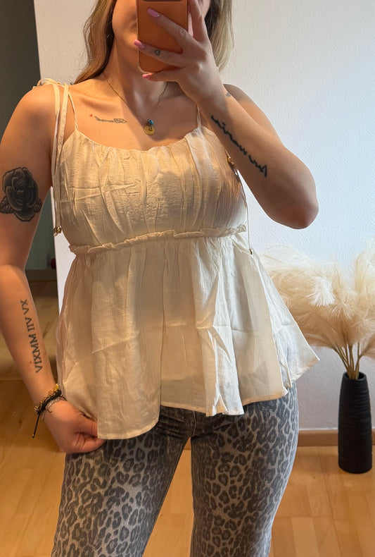 Rüschen Top beige