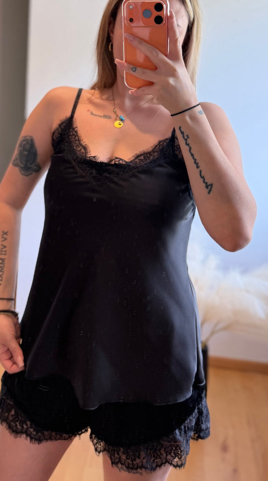 Spitzen Top Schwarz
