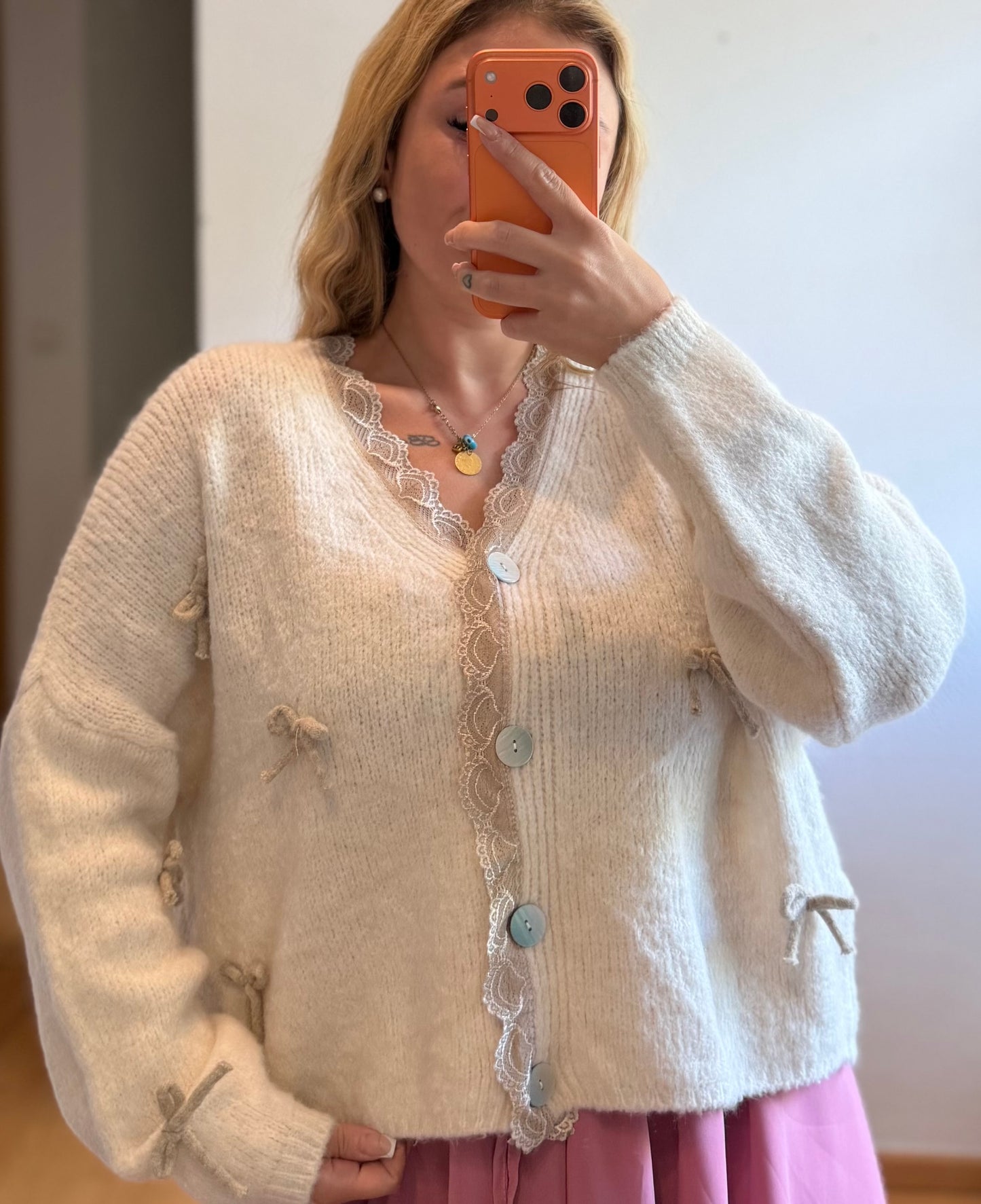 Cardigan Schleifi Beige