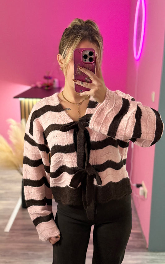 Cardigan braun/rosa