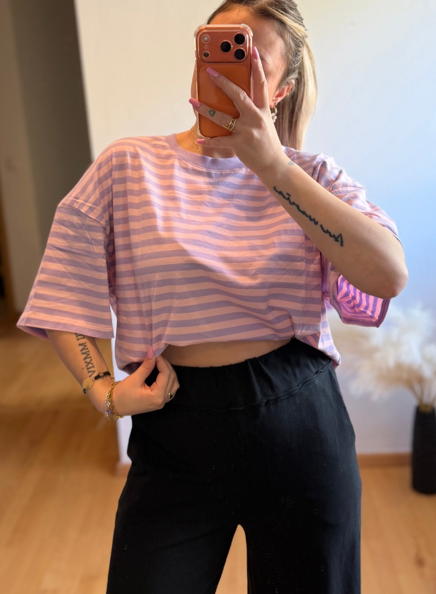 Tshirt Streifi Flieder/Rosa