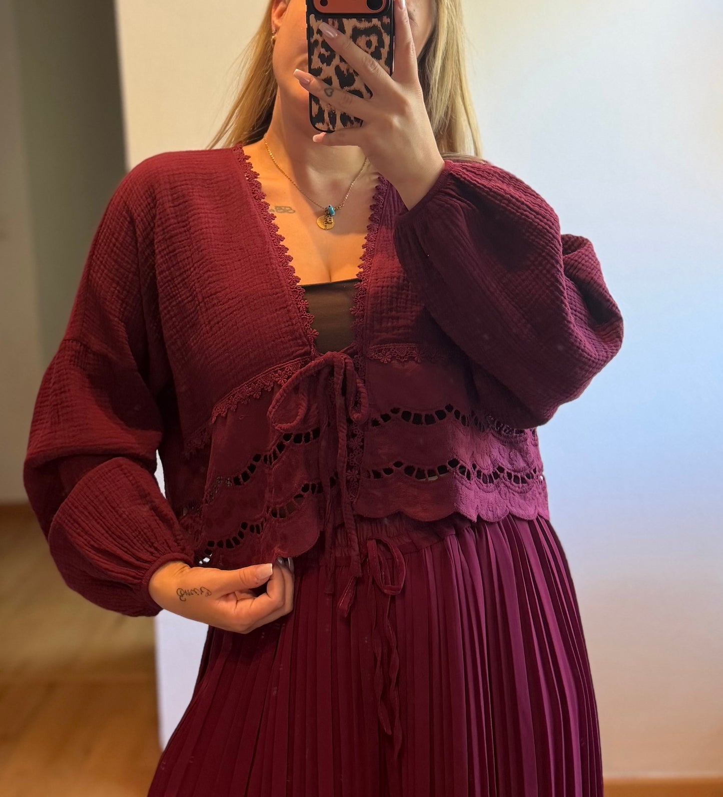 Musselin Bluse Bordeaux