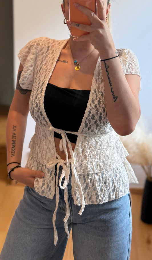 Spitzen Shirt beige