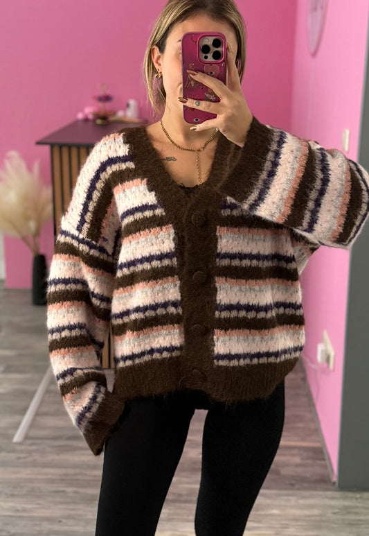Cardigan Braun gestreift