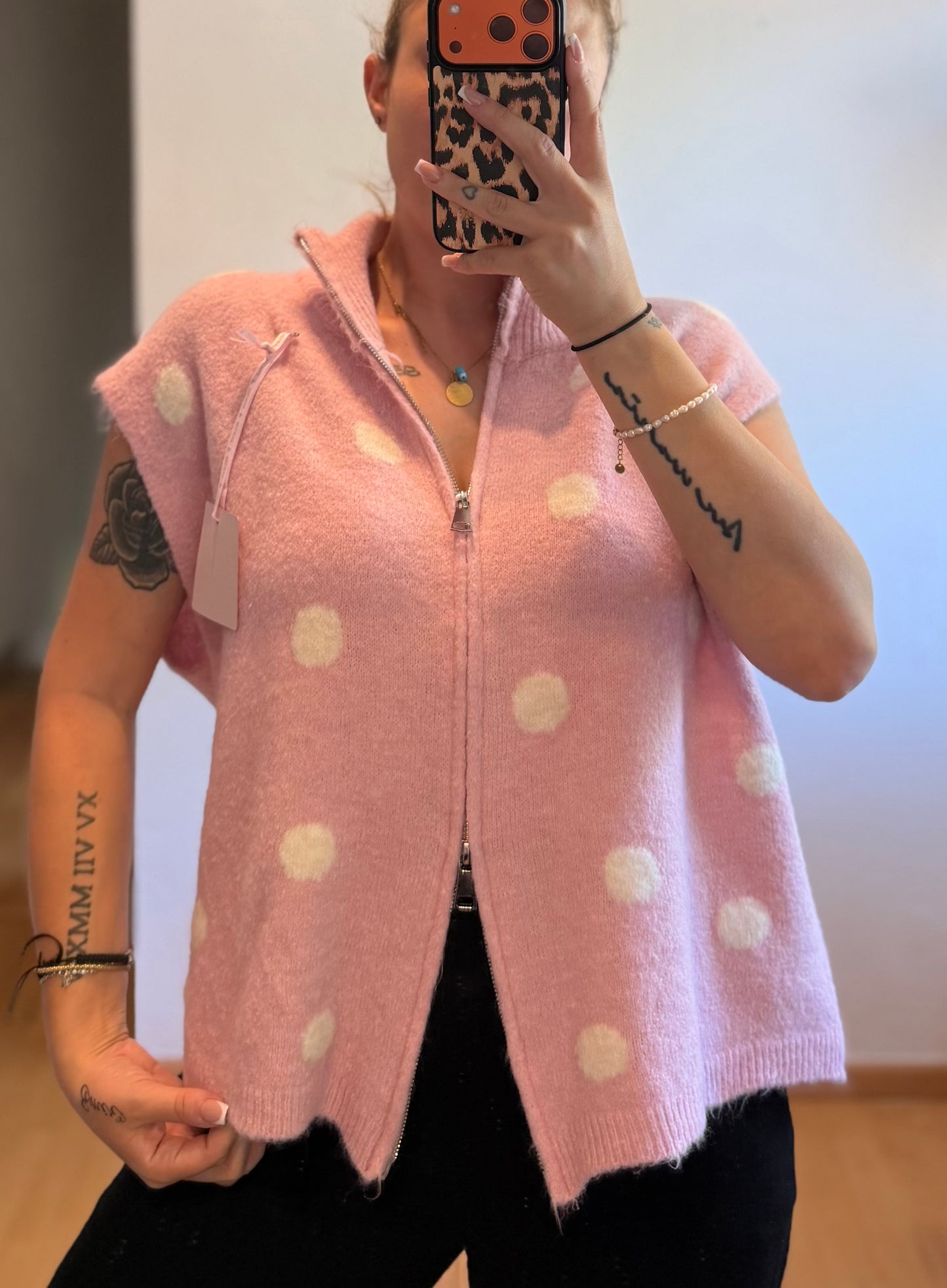 Pünktchen Weste rosa