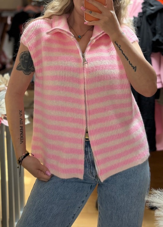Zipper gestreift rosa/pink