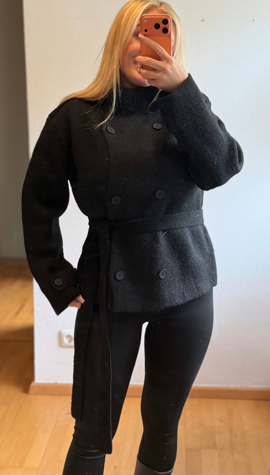 Strick Trenchcoat Black